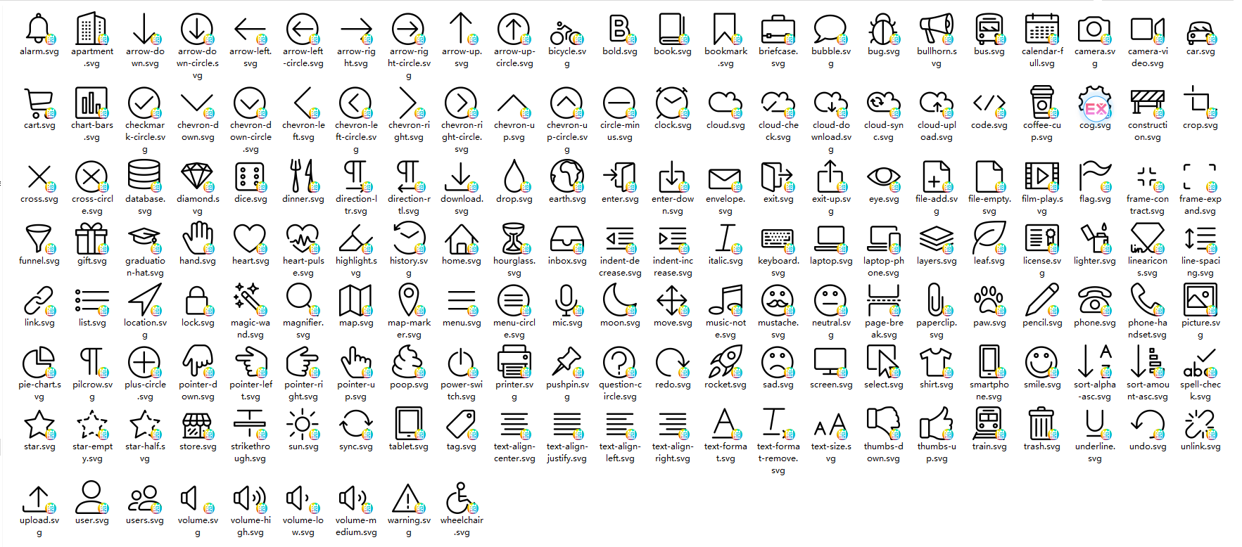 Linearicons-Free-v1.0.0（含SVG、PDF、WEB说明等等）