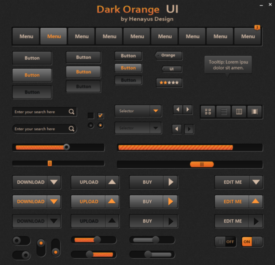 橙黑风格系列组件